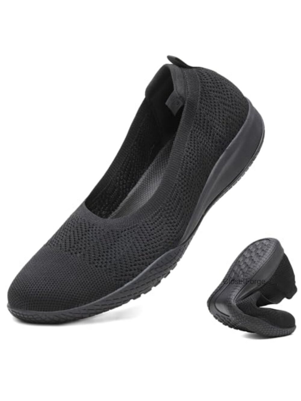 Women's Knit Slip On Walking Shoes Lightweight Comfortable Low Wedge Flats
